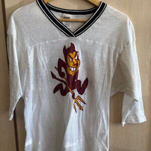 Pink Victoria’s Secret Women’s Small Vneck Blouse Sun Devils 3/4 Sleeves Studded